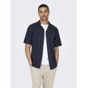 ONLY & SONS Caiden S/S Hør Skjorte - Night Sky