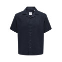 ONLY & SONS Kari Resort S/S Hør Skjorte 0075 - Dark Navy