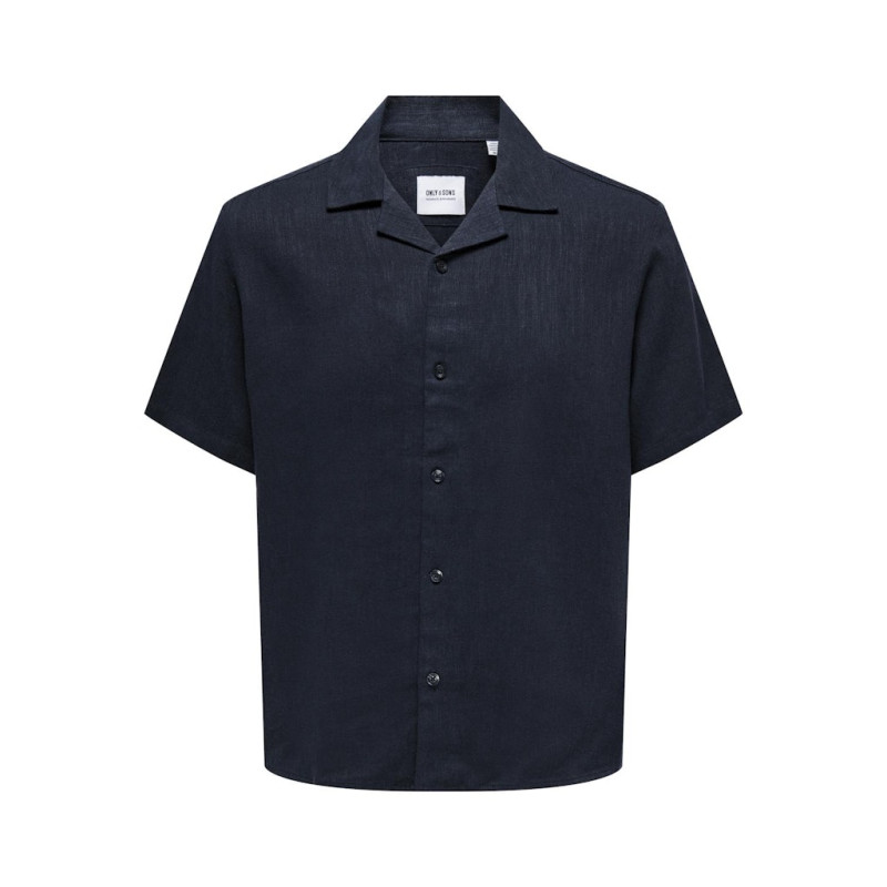 ONLY & SONS Kari Resort S/S Hør Skjorte 0075 - Dark Navy