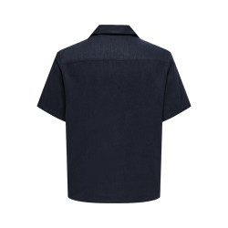 ONLY & SONS Kari Resort S/S Hør Skjorte 0075 - Dark Navy