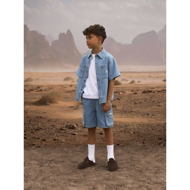 NAME IT KIDS Felix S/S Denim Skjorte 3950 - Light Blue Denim