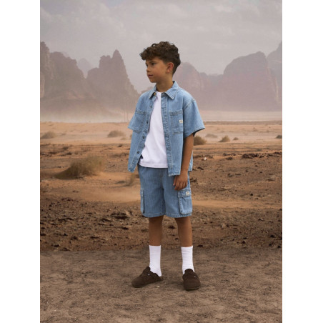NAME IT KIDS Felix S/S Denim Skjorte 3950 - Light Blue Denim