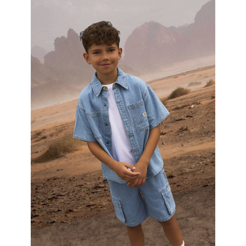 NAME IT KIDS Felix S/S Denim Skjorte 3950 - Light Blue Denim