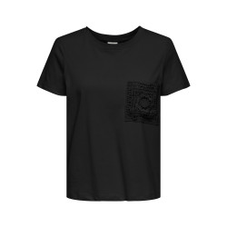 JDY Selma S/S T-shirt Med Hæklet Lomme - Sort