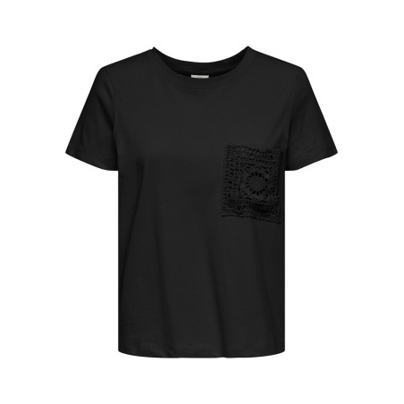 JDY Selma S/S T-shirt Med Hæklet Lomme - Sort