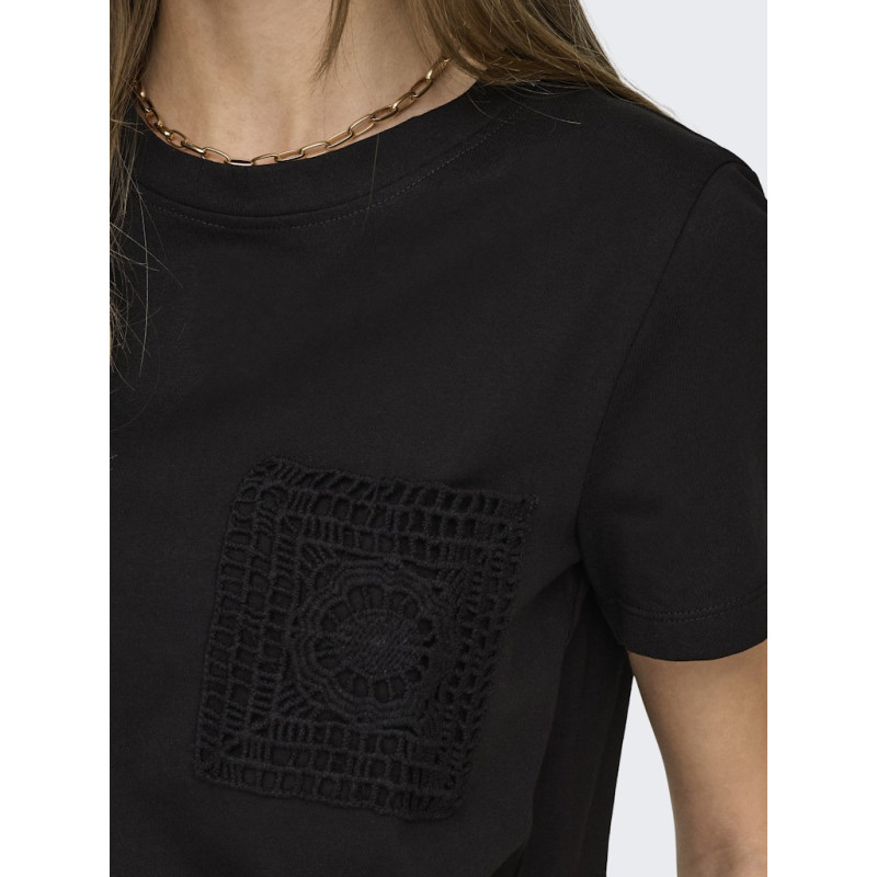 JDY Selma S/S T-shirt Med Hæklet Lomme - Sort