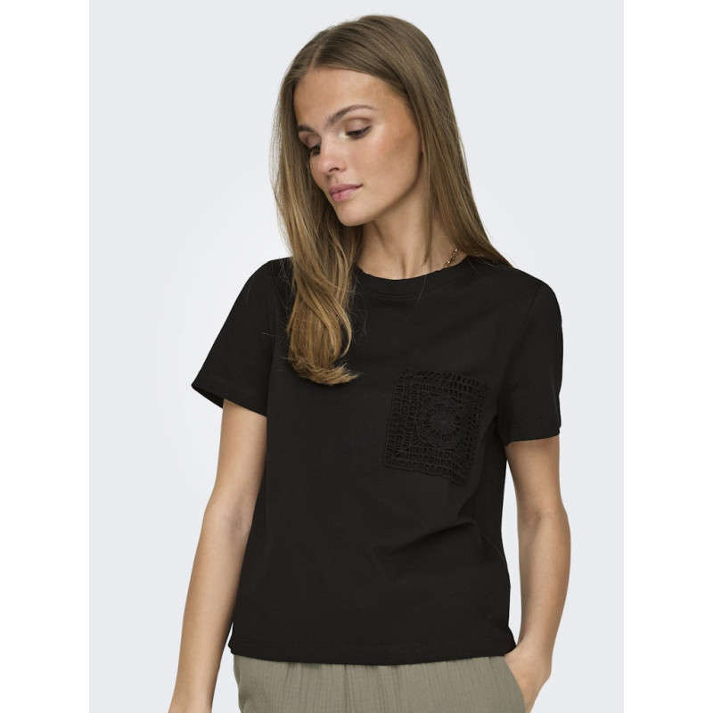 JDY Selma S/S T-shirt Med Hæklet Lomme - Sort