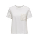 JDY Selma S/S T-shirt Med Hæklet Lomme - Cloud Dancer