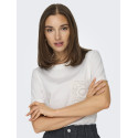 JDY Selma S/S T-shirt Med Hæklet Lomme - Cloud Dancer