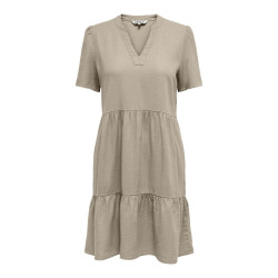 ONLY Tiri-Caro S/S Hør Kjole - Oxford Tan