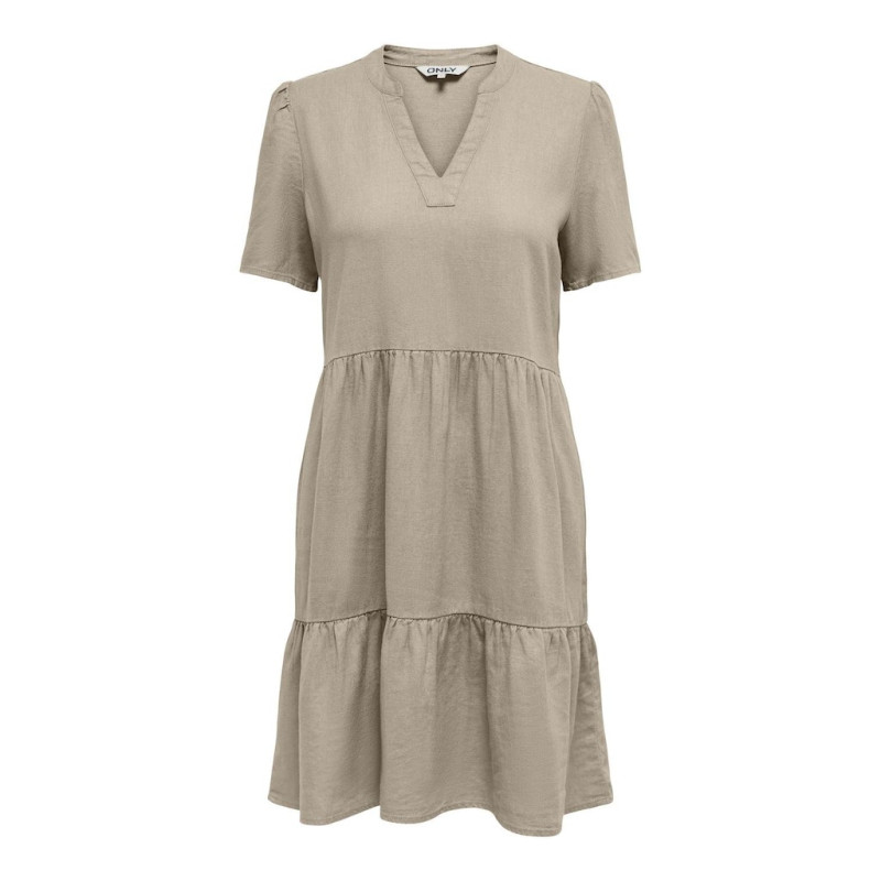 ONLY Tiri-Caro S/S Hør Kjole - Oxford Tan