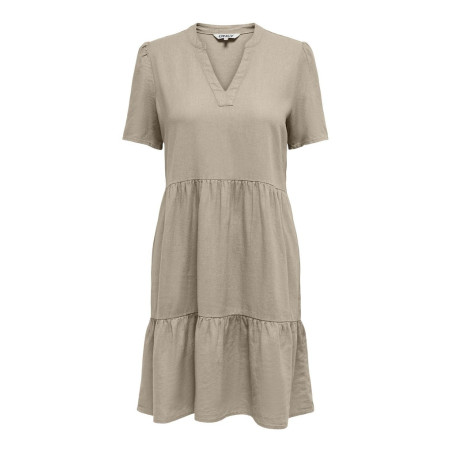 ONLY Tiri-Caro S/S Hør Kjole - Oxford Tan