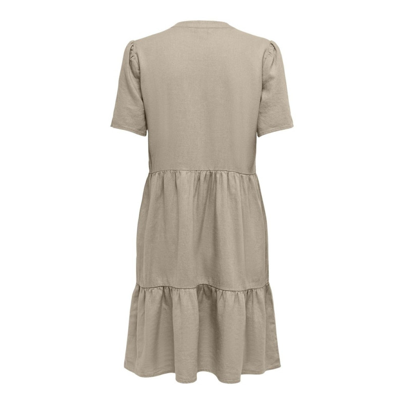 ONLY Tiri-Caro S/S Hør Kjole - Oxford Tan