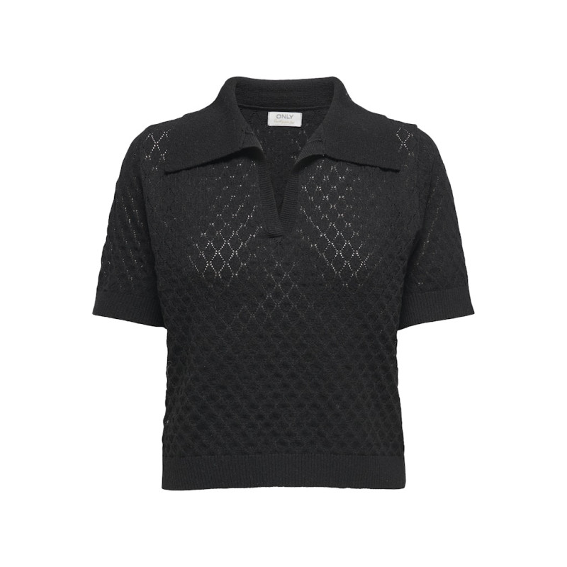 ONLY Cosima S/S Strik Polo - Sort