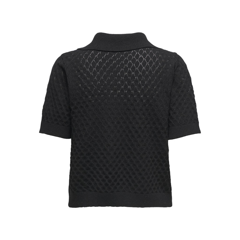 ONLY Cosima S/S Strik Polo - Sort