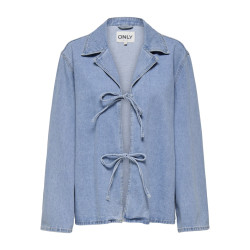 ONLY Thilda Denim Jakke Med Bindebånd - Light Blue Denim