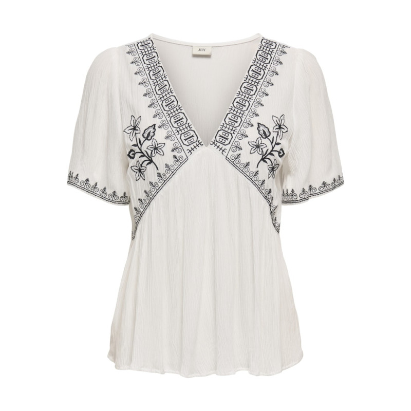 JDY Harper S/S Broderet Top - Cloud Dancer