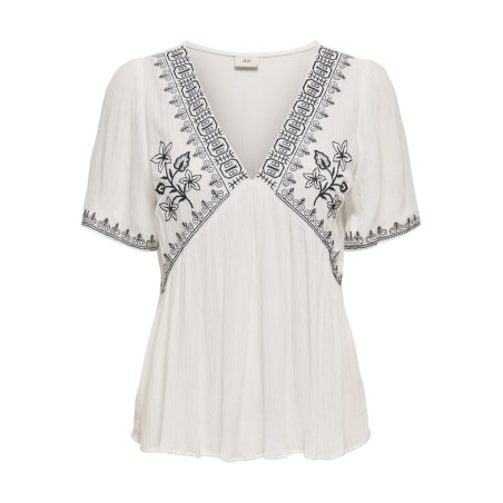 JDY Harper S/S Broderet Top - Cloud Dancer