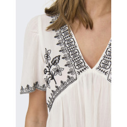 JDY Harper S/S Broderet Top - Cloud Dancer