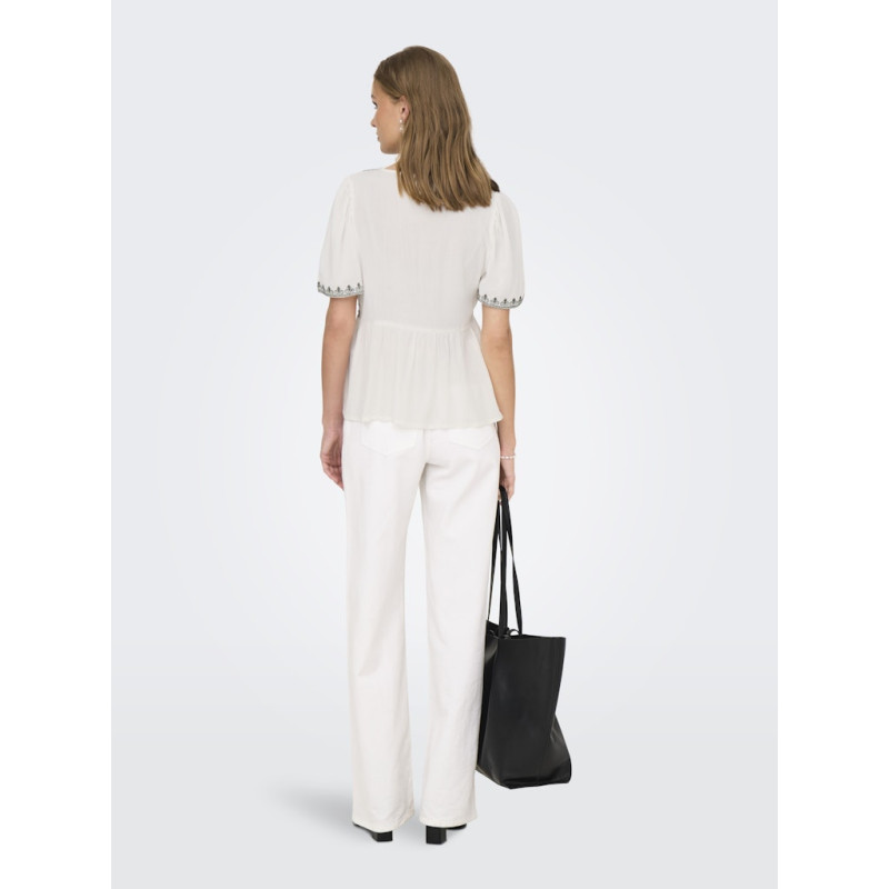 JDY Harper S/S Broderet Top - Cloud Dancer