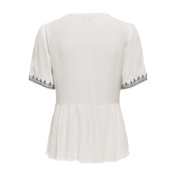 JDY Harper S/S Broderet Top - Cloud Dancer