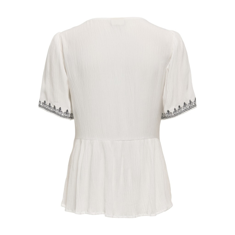 JDY Harper S/S Broderet Top - Cloud Dancer