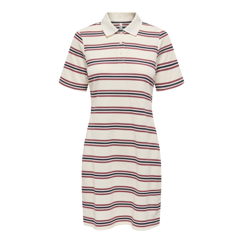 ONLY Evie S/S Polo Kjole - Antique White
