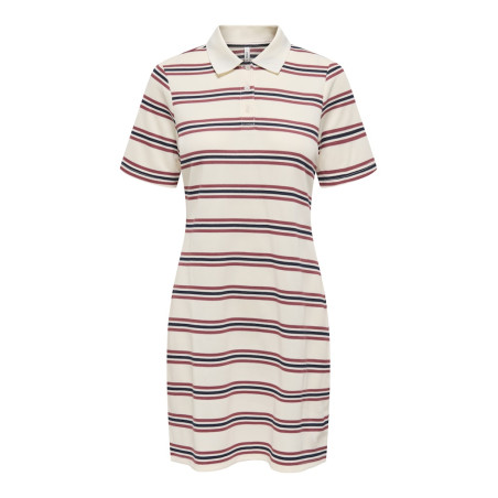 ONLY Evie S/S Polo Kjole - Antique White