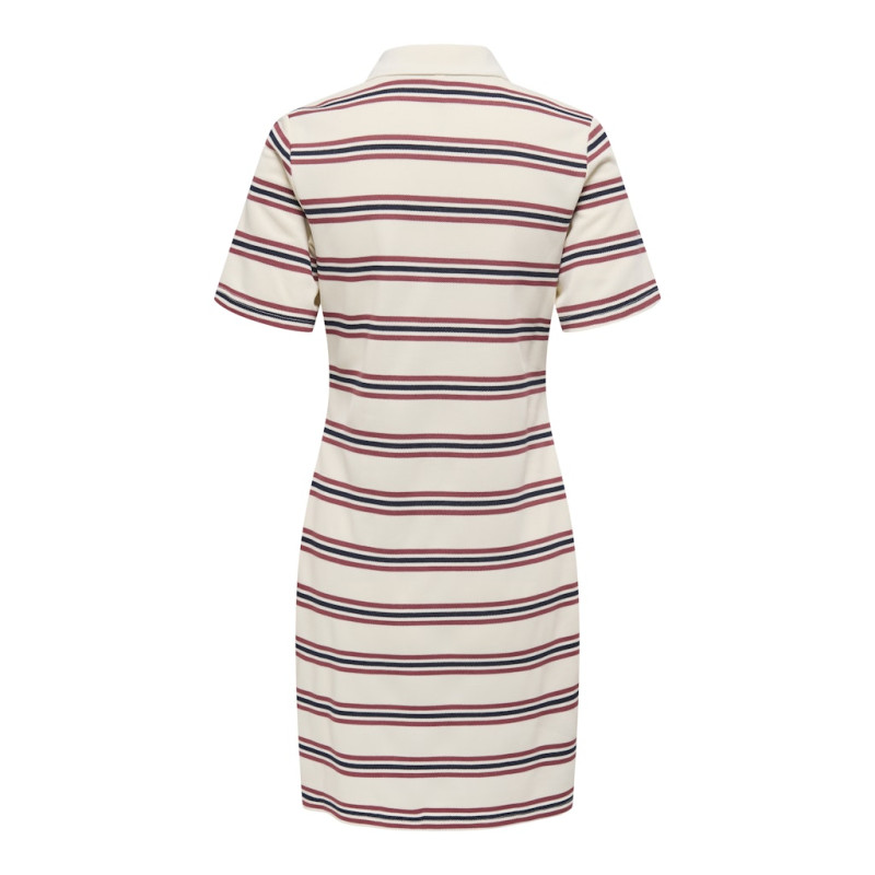 ONLY Evie S/S Polo Kjole - Antique White