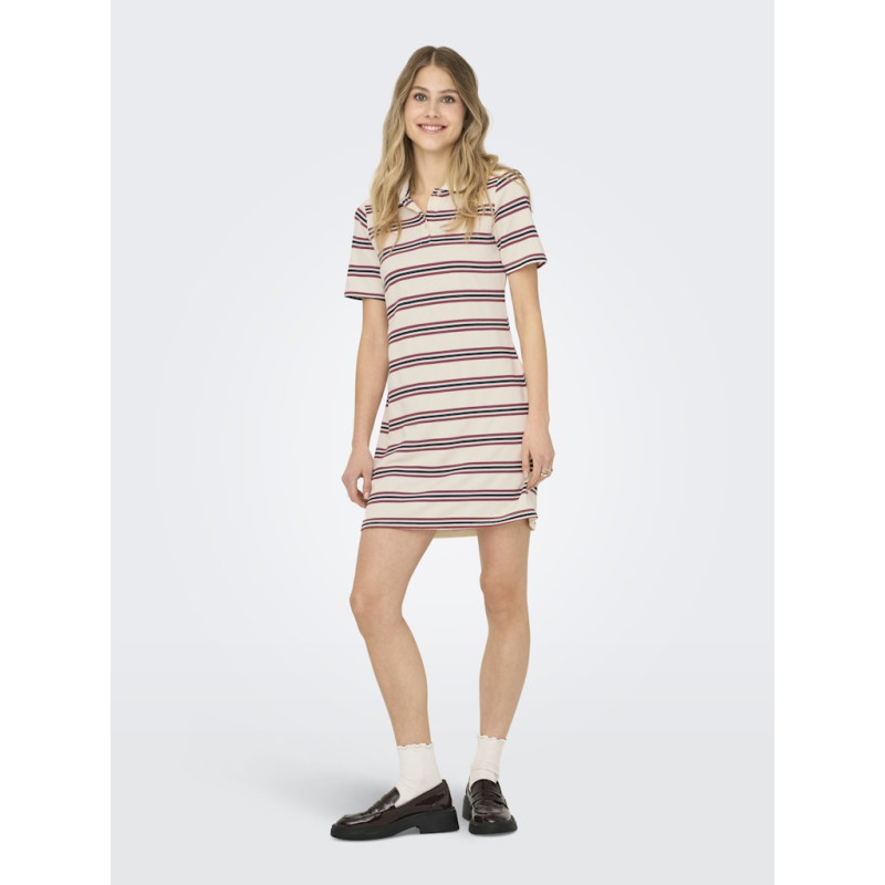 ONLY Evie S/S Polo Kjole - Antique White