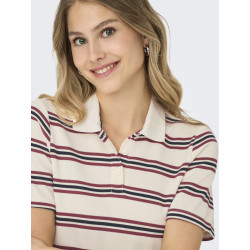 ONLY Evie S/S Polo Kjole - Antique White