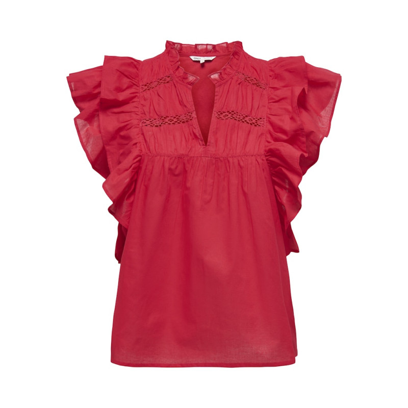 ONLY Sunny Capsl Flæse Top - High Risk Red