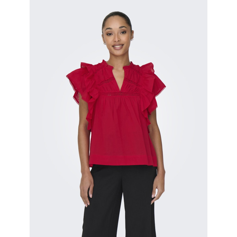 ONLY Sunny Capsl Flæse Top - High Risk Red