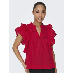 ONLY Sunny Capsl Flæse Top - High Risk Red