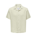 ONLY & SONS Kari Resort S/S Hør Skjorte 0075 - Oatmeal