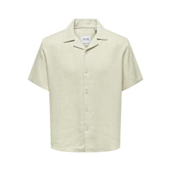 ONLY & SONS Kari Resort S/S Hør Skjorte 0075 - Oatmeal
