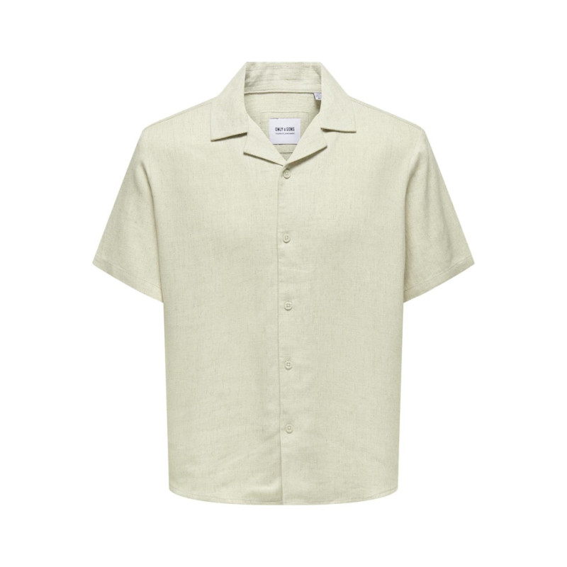 ONLY & SONS Kari Resort S/S Hør Skjorte 0075 - Oatmeal