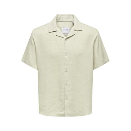 ONLY & SONS Kari Resort S/S Hør Skjorte 0075 - Oatmeal