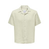 ONLY & SONS Kari Resort S/S Hør Skjorte 0075 - Oatmeal