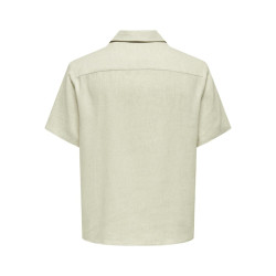 ONLY & SONS Kari Resort S/S Hør Skjorte 0075 - Oatmeal