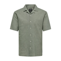ONLY & SONS Caiden S/S Hør Skjorte - Swamp
