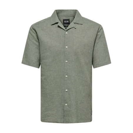 ONLY & SONS Caiden S/S Hør Skjorte - Swamp