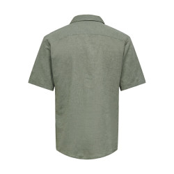 ONLY & SONS Caiden S/S Hør Skjorte - Swamp