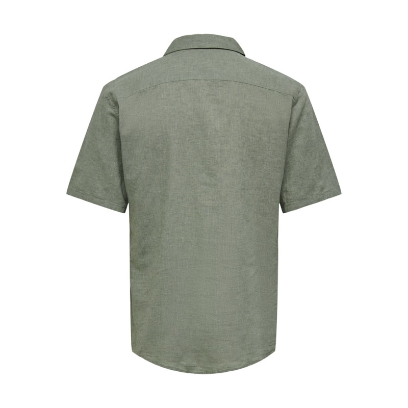 ONLY & SONS Caiden S/S Hør Skjorte - Swamp