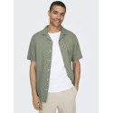 ONLY & SONS Caiden S/S Hør Skjorte - Swamp