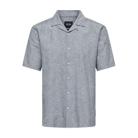 ONLY & SONS Caiden S/S Hør Skjorte - Dress Blues