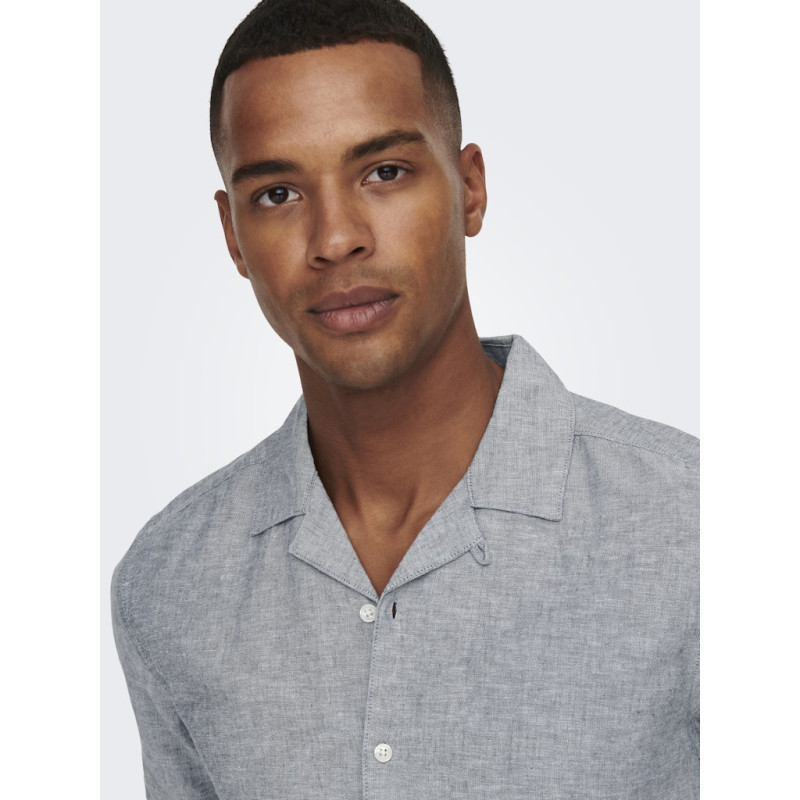 ONLY & SONS Caiden S/S Hør Skjorte - Dress Blues