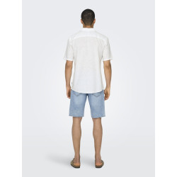 ONLY & SONS Caiden S/S Hør Skjorte - Hvid