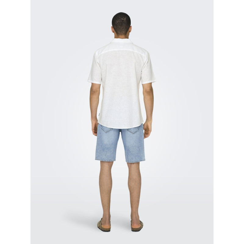 ONLY & SONS Caiden S/S Hør Skjorte - Hvid