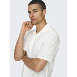 ONLY & SONS Caiden S/S Hør Skjorte - Hvid